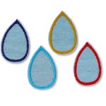 4 Regentropfen Bügelbilder Jeans, 3,5 x 2,5 cm, Patches zum aufbügeln