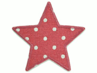 Stern Pünktchen altrosa Bügelflicken aus Baumwollcanvas, 10 x 10 cm, altrosafarbener Stern mit naturfarbenen Pünktchen Allover, Stern-Bügelflicken für Kinderhosen handmade Berlin