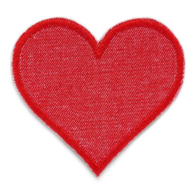 Herz Jeansflicken rot, 8,5 x 8 cm