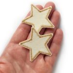 2 Glitzer Stern Jeansflicken gold, 5 cm
