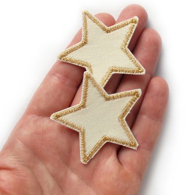 2 Glitzer Stern Jeansflicken gold, 5 cm