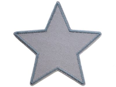 Stern Canvas grau zum aufbügeln, Baumwollcanvas 10 x 10 cm, grauer Stern-Bügelflicken sternförmig, Bügelflicken für Kinderhosen und Jeans handmade Berlin
