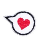 Patch Herz rot Sprechblase, 5 x 4 cm, Aufnäher zum aufbügeln