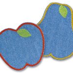 Apfel oder Birne Jeansflicken, 8 cm - Bügelflicken Knieflicken