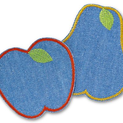 Apfel und Birne Aufnäher zum aufbügeln, Jeansflicken für Kinder, handmade in Berlin