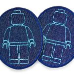 2 Knieflicken Bausteinmännchen blau, 8 x 10 cm, Flicken für Kinder