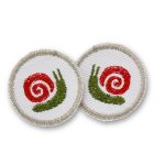 2 Schnecke Mini Patches, 4 cm - kleine Bügelflicken für Jeans