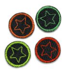 Set 4 Mini Stern Jeansflicken neon, 3 cm, Bügelpatches