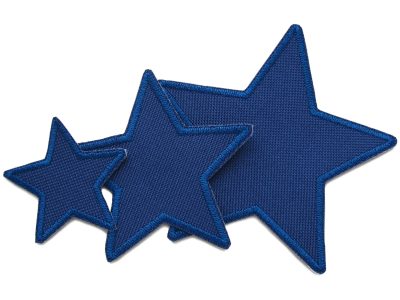 Dunkelblaue Stern-Cordura-Flicken zum Aufnähen für Regenhosen in 3 Größen: 5 x 5 cm, 8 x 8 cm und 10 x 10 cm, sternförmige Regenhosen-Aufnäher aus wasserdichtem Cordura dunkelblau handmade Berlin