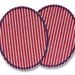 2 Knieflicken Jeans rot gestreift, 2 Größen