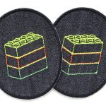 2 Knieflicken Bausteine neon, 8 x 10 cm