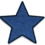 Stern Jeans Aufnäher blau-schwarz - 10 cm - Bügelflicken Jeanshosen