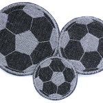 3er Set Fußball Jeansflicken schwarz