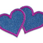 2 Herz Jeansflicken blau-lila  - 5,5 x 5 cm - Flicken für Jeans