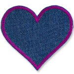 Jeans Flicken Herz blau-lila, 8,5 x 8 cm, Bügelflicken Jeanshosen