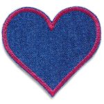 Jeansflicken Herz blau-pink, 8,5 x 8 cm, Bügelflicken Jeanshosen