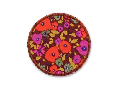 Hosenflicken zum aufbügeln Mohnblumen – Mohnblumen-Bügelflicken Ø 7 cm aus Baumwollstoff mit roten violetten grünen Mohnblüten Allover, Knieflicken handmade Berlin