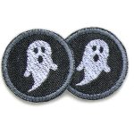 2 Mini Gespenster Jeansflicken, 4 cm, Halloween Patches