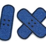 2 Jeansflicken Pflaster schwarz, 8,5 cm, Bügelflicken Jeans