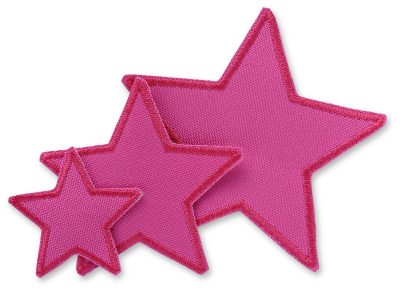 Pinke Stern-Cordura-Flicken zum Aufnähen für Regenhosen in 3 Größen: 5 x 5 cm, 8 x 8 cm und 10 x 10 cm, sternförmige Regenhosen-Aufnäher aus wasserdichtem Cordura pink handmade Berlin