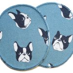 2 XL Knieflicken Bulldogge Hund - 10 x 12 cm - Flicken zum aufbügeln