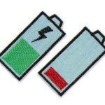 2 Akku Batterie Patches, 6,5 x 3 cm