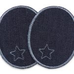 2 Jeansflicken Sternchen anthrazit, 8 x 10 cm