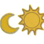 Glitzer Sonne & Mond Patch, 5 cm, Bügelbilder Aufnäher