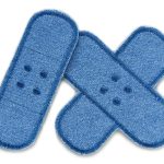 2 Jeansflicken Pflaster, mittelblau - 8,5 cm - Bügelflicken Jeans