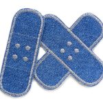 2 Jeansflicken Pflaster grau, 8,5 cm, Bügelflicken Jeans