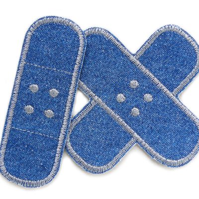 2 Jeansflicken als Hosenpflaster in blau und grau, Hosenflicken zum aufbügeln für Kinder und Erwachsene