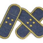 2 Jeansflicken Pflaster ocker, 8,5 cm, Bügelflicken Jeans