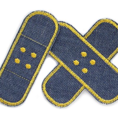 2 Jeansflicken Pflaster ocker, 8,5 cm