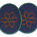 2 Knieflicken Jeans Blume, 8 x 10 cm
