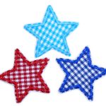 3 Mini Stern Patches Vichy, 5 cm, kleine Bügelflicken