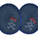 2 Knieflicken Piraten Totenkopf, 8 x 10 cm, Bügelflicken