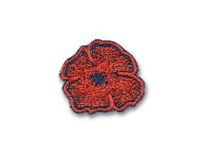 kleiner Patch zum aufbügeln mit gestickter Mohnblume, roter Mohnblüten Aufnäher aus Jeans – Mohnblumen-Bügelpatch 3,5 x 4 cm dunkelblauer Jeansstoff mit roter Mohnblüte, handmade Berlin
