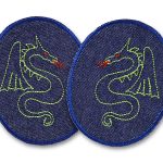 2 Knieflicken Drachen, 8 x 10 cm - Bügelflicken Jeans