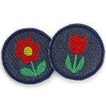 2 Mini Patches Blume & Tulpe rot, 4 cm