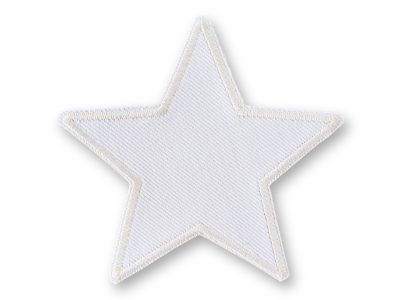 Stern Canvas creme zum aufbügeln – weißer Stern-Bügelflicken aus Baumwollcanvas mit cremefarbener Umrandung, 10 x 10 cm, Bügelflicken für Kinderhosen und Jeans handmade Berlin