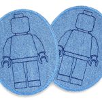 2 Knieflicken Bausteinmännchen blau, 8 x 10 cm
