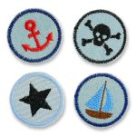 4 Mini Patches maritim, 4 cm, Flicken zum aufbügeln