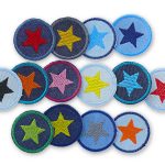 Set Jeansflicken Sternchen, 14 Farben, 4 cm, Stern Patches
