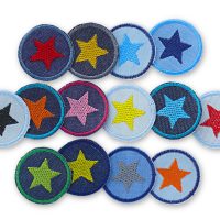 Set Jeansflicken Sternchen, 14 Farben, 4 cm, Stern Patches