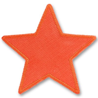 Stern Cord orange Aufnäher zum aufbügeln, orangefarbener Baumwollcord 10 x 10 cm, oranger Cordflicken sternförmig, Bügelflicken für Cordhosen und Kinderhosen handmade Berlin