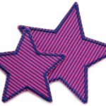 Stern Jeansflicken pink-blau gestreift, 2 Größen, Bügelflicken Jeans