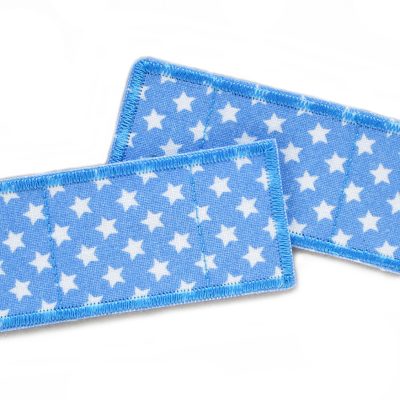 2 Pflaster Flicken Sternchen hellblau, 7,5 x 3,5 cm