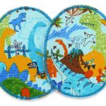 2 Knieflicken Dinosaurier hellblau, 8 x 10 cm, Bügelflicken Kinder