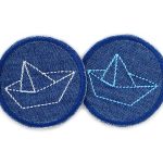 Jeansflicken Papierschiffchen, 2 Farben, 5 cm, Papierboot Patch