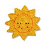 Sonne Patch Bügelbild, 8 cm, Bügelflicken gelbes Sonnengesicht
